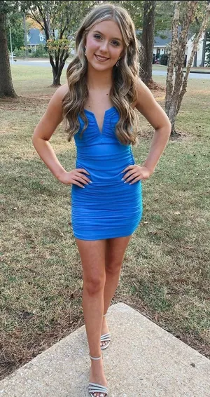 Tight blue homecoming dress thumbnail 1