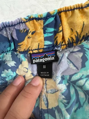 Patagonia Floral Athletic Shorts in Blue with Yellow & Purple Accents thumbnail 2