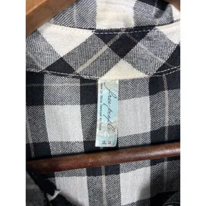 Free People Womens‎ Shirt M Plaid Long Sleeve Snap thumbnail 4