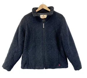 Woolrich Wool Fleece Jacket Womens Large Quilted Classic Minimal Cozy 22707 Onyx thumbnail 1