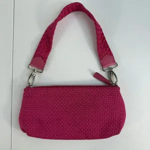Vtg Y2K The Sak Small Pink Woven Shoulder Bag‎ Silver Zipper Femme Twee Crochet thumbnail 2