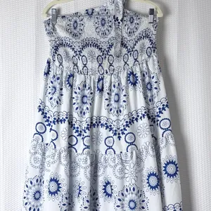 Hapsha Curve Maxi Dress Women 2XL Blue One Shoulder Smocked Tiered Boho Beachy thumbnail 12