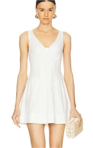 LPA White Mini Cotton Blend V-neck Dress(Size XS) thumbnail 1