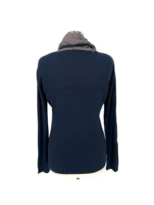 Skunkfunk Navy Long-Sleeve Knit Top With Textured Cowl Neck Size 4 thumbnail 6