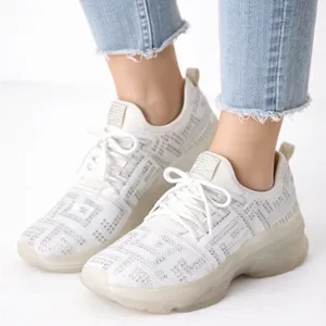 CloudAir women’s Size 6 Rhinestone Sneakers White Chunky Platform Shoes(B121)✨ thumbnail 1