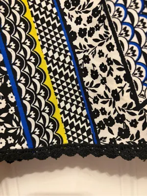 Altar'd State Black White Blue Yellow Printed Strappy Mini Dress thumbnail 4