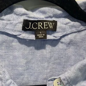 J. Crew Blue Capitaine Linen Short Sleeve Shirt Dress - size Large thumbnail 7