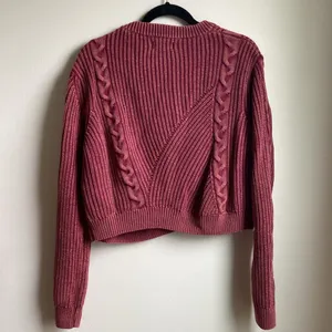 FOR THE REPUBLIC Cotton Crewneck Sweater (Sz XL) Red Distressed Cable Knit thumbnail 6