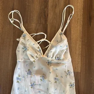 Victoria's Secret White and Blue Floral Midi Dress thumbnail 3