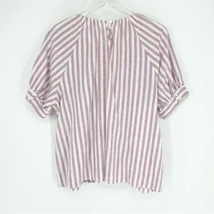 Downeast Brighton Linen‎ Blend Striped Ruffle Blouse Women's Size M Cottagecore thumbnail 3