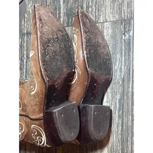 Wildflowers Bluebonnet Size 6 Brown Leather Rose Embroidered Cowboy Boots‎ Rodeo thumbnail 11