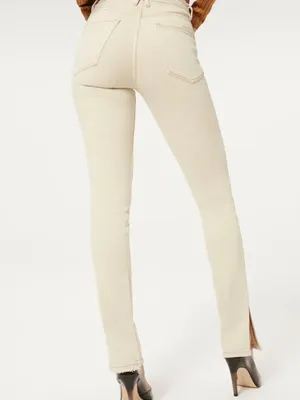 Good American Good Classic Jeans Womens 10 Bone Beige Skinny Ankle Slit Stretch thumbnail 5