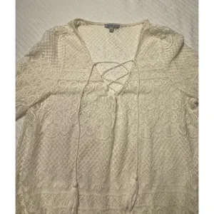 VTG Charlotte Russe Crotchet Prairie Blouse/Bell Sleeve, Y2K Boho Festival‎ LG thumbnail 2