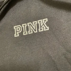 PINK Victorias Secret Black Fill Zip Rhinestone Hooded Sweatshirt, M thumbnail 4
