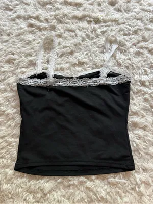 Black Lace-Trim Cami Top thumbnail 3