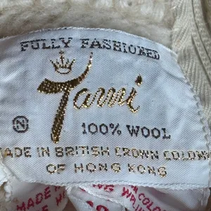 Vintage Tanni 100 Wool Cable Knit Sweater Leather Trim Made in Hong Kong‎ Medium thumbnail 8