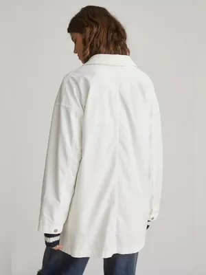 Anthropologie Pilcro Washed Corduroy White Oversized Blazer Coat XS thumbnail 4