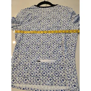 ​Hang Ten Large Blue White Mosaic Tile Long Sleeve Sun Shirt Back Zip Pocket L thumbnail 8