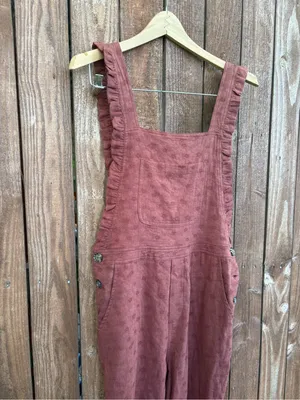 NWT Storia Brown Floral Ruffle Overalls thumbnail 2