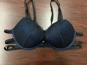 Victoria’s Secret Front Closure Push Up Bra Blue with Black Lace Size 36B thumbnail 1