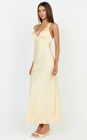 New Showpo Khalani Maxi Dress Deep V Neck Satin Slip Dress Size Small MSRP $129 thumbnail 3