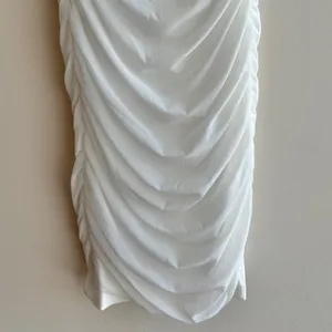Glamaker White Mesh Ruched Off the Shoulder Mini Dress, Size Small, Bridal thumbnail 6