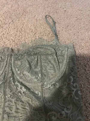 Free people Lace Bustier Crop Top in Sage Green thumbnail 4