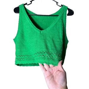 Women’s Green Crochet‎ Sleeveless Crop Top thumbnail 3