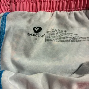 Active USA Pink Shorts with Blue Trim & Built In Biker Shorts thumbnail 5