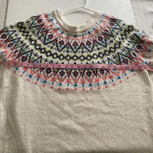 Aerie Fair Isle Sweater Women’s Large Cream Nordic Knit Cozy Winter Pullover thumbnail 6