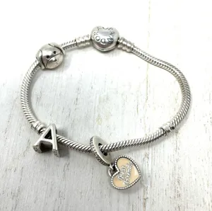 Pandora 3 charm sterling silver bracelet thumbnail 5