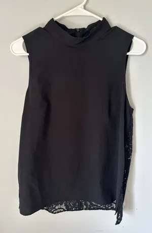 French Connection Medium Tank Top Blouse Womens Lace Black Sleeveless Sheer thumbnail 1