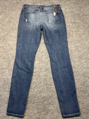 7 For All Mankind The Skinny Distressed Dark Blue Jeans thumbnail 2