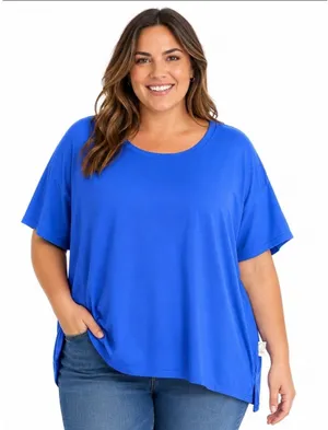 NEW‎ 3X Royal Blue Gorpore Short Sleeve Athletic Top Plus Size Athleisure thumbnail 1