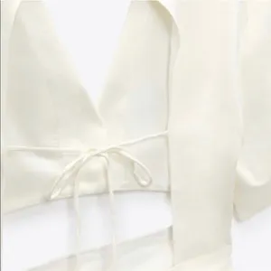Zara NEW CUT OUT STRETCHY LINEN BLEND DRESS thumbnail 9