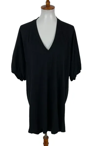 Zara Tunic Dress Small Black Short Sleeve Oversized Casual Modern thumbnail 1