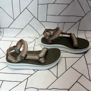 Teva Midform Universal Sandals Size 8 Green Mesh Platform Strappy‎ 1102451 READ thumbnail 2