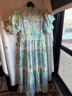 Free People NWT Love & Liberty Pastel Boho Maxi Dress Ruffle Lace Cottagecore Y2K S thumbnail 3