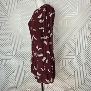 Reformation Butterfly Print Long Sleeve Mini Dress Maroon Red Size‎ 2 thumbnail 5