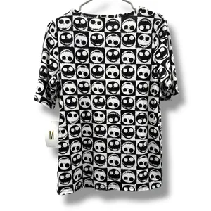 LuLaRoe Gigi Top Women Medium Black White Jack Skellington Nightmare Before Xmas thumbnail 2
