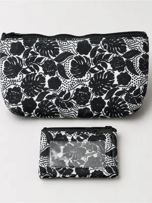 Ambry Bella New Sling Bag Black/White Floral Adjustable Strap 2 Matching Pouches thumbnail 3