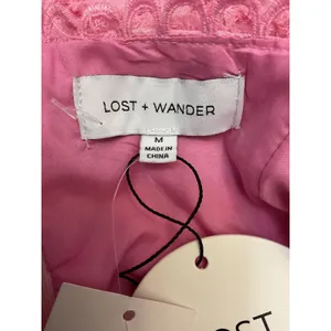 LOST‎ + WANDER Pink Paloma Maxi Dress M Spaghetti Strap Tiered Textured Crinkle thumbnail 7