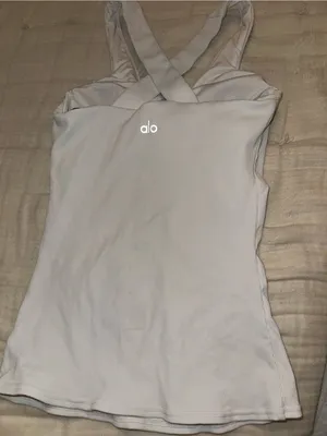 Alo Yoga Women's White Ribbed Elevate V-Neck Tank Top size XS thumbnail 4