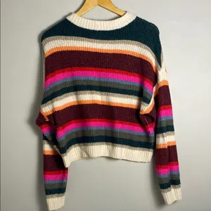 American Eagle women’s long sleeve Striped Multicolor Sweater size L thumbnail 6