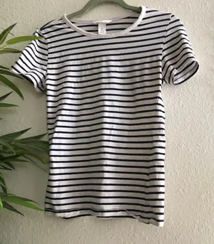 H&M black white striped shirt. thumbnail 1