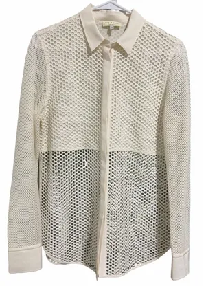 Rag & Bone Luna Mesh Silk Blend Shirt Bone Women's Size Medium thumbnail 1