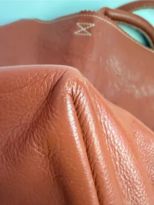 Crate & Barrel Pebbled Leather Tote Bag Orange Slouchy 2016 Limited Release thumbnail 12