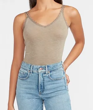 ✨ HP✨Heathered Lace Trim V-Neck Cami✨ thumbnail 1