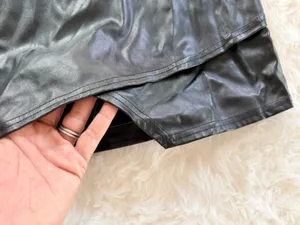 Blue Blush Black Faux Leather Wrap Skort thumbnail 2