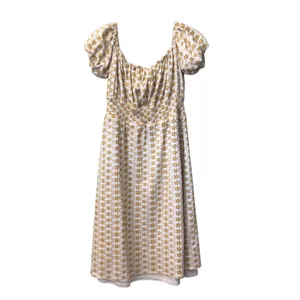 LPA Revolve Yellow and White Off Shoulder Women’s Sun midi Dress Size Large thumbnail 6